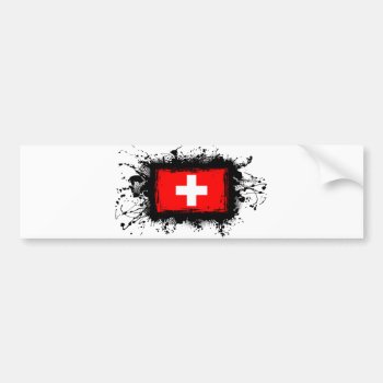Switzerland Flag Bumper Sticker by TheArtOfPamela at Zazzle