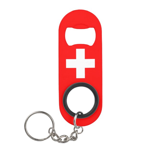 Switzerland Flag Charming Patriotic Keychain Bottle Opener (Front)
