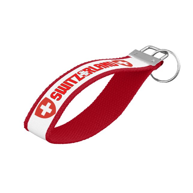 Switzerland Flag Charming Patriotic Wrist Keychain (Angled Up)