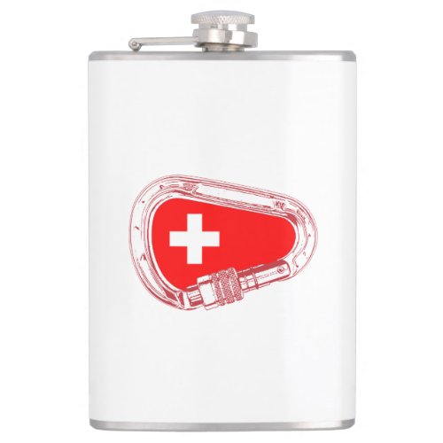 Switzerland Flag Climbing Carabiner Flask