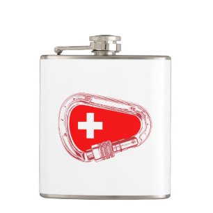 Switzerland Flag Climbing Carabiner Flask