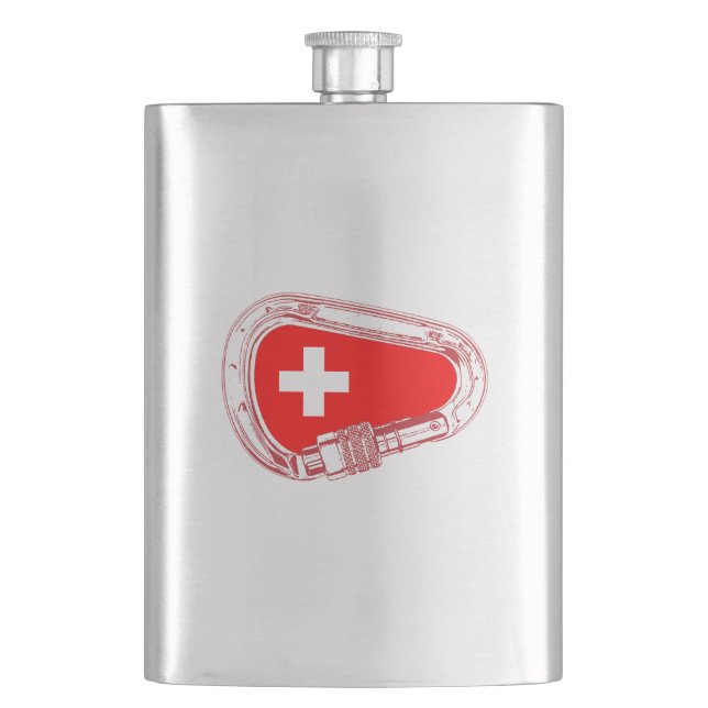 Switzerland Flag Climbing Carabiner Flask (Front)