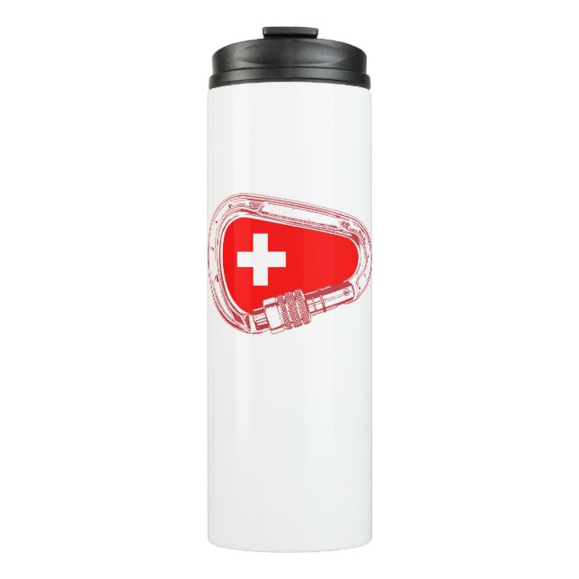Switzerland Flag Climbing Carabiner Thermal Tumbler (Front)