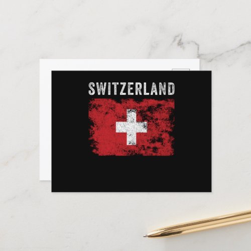 Switzerland Flag Distressed _ Swiss Flag Postcard