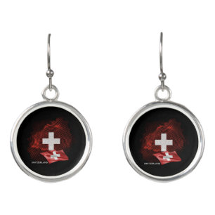 Switzerland flag earrings