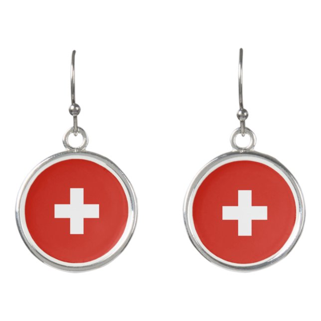 Switzerland flag earrings (Front)
