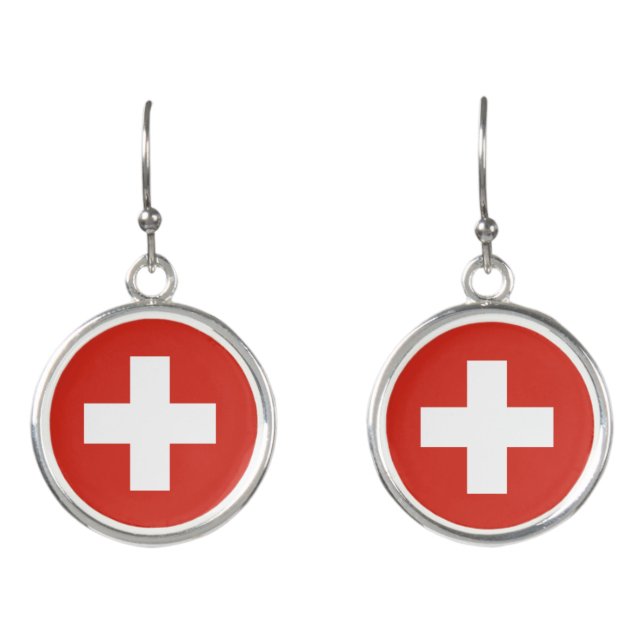 Switzerland flag Earrings (Front)