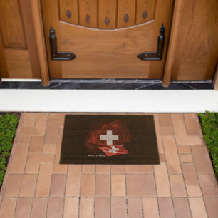 Switzerland flag fiber doormat
