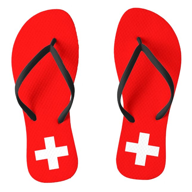 Switzerland Flag Flip Flops (Footbed)