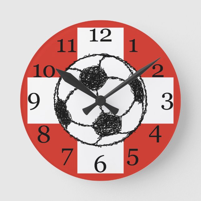 Switzerland Flag | Football Ball Round Clock (Front)