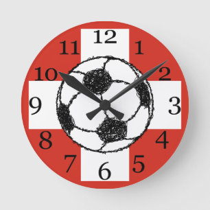 Switzerland Flag Football Ball Round Clock