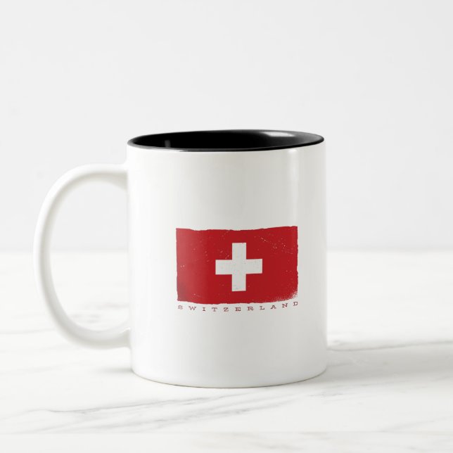 SWITZERLAND Flag For Swiss Lover Two-Tone Coffee Mug (Left)