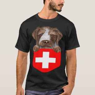 Switzerland Flag German Wirehaired Pointer Dog In T-Shirt