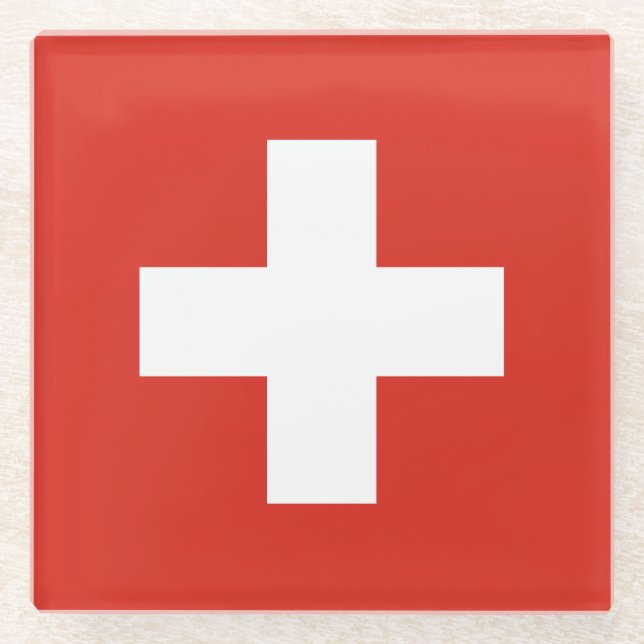 Switzerland Flag Glass Coaster (Front)