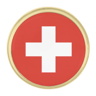 Switzerland Flag Gold Finish Lapel Pin