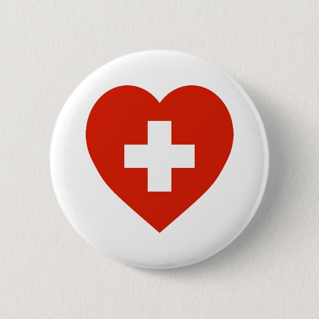 Switzerland Flag Heart Button (Front)