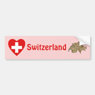 Switzerland Flag Heart + Map Bumper Sticker