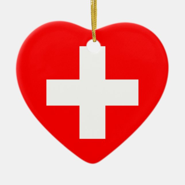 Switzerland Flag Heart Ornament (Front)