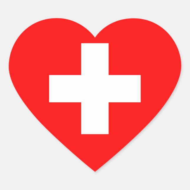 Switzerland Flag Heart Sticker (Front)