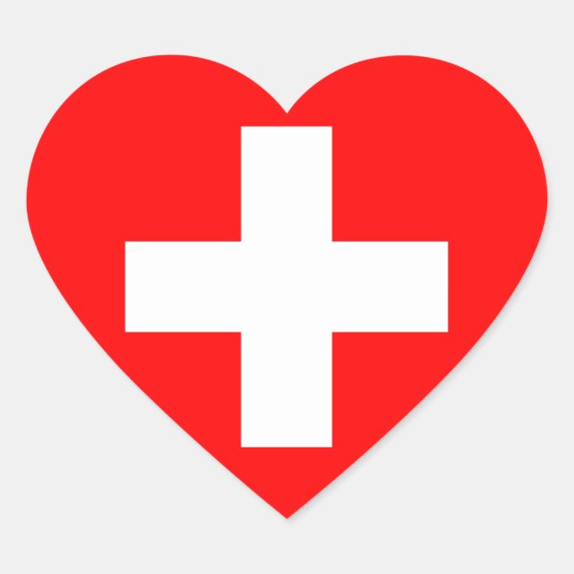 Switzerland Flag Heart Sticker (Front)