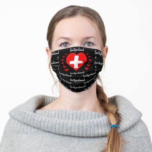 Switzerland Flag  Heart Swiss Flag fashionsport Adult Cloth Face Mask