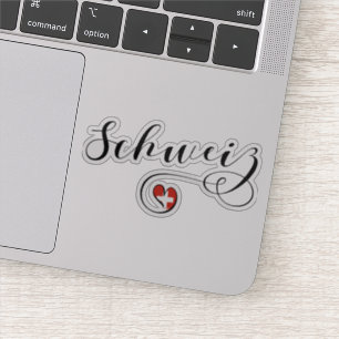 Switzerland Flag In Heart, Swiss, Schweiz Sticker