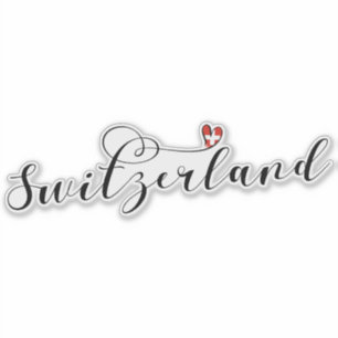 Switzerland Flag In Heart, Swiss Sticker