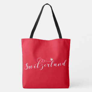 Switzerland Flag In Heart, Swiss Tote Bag