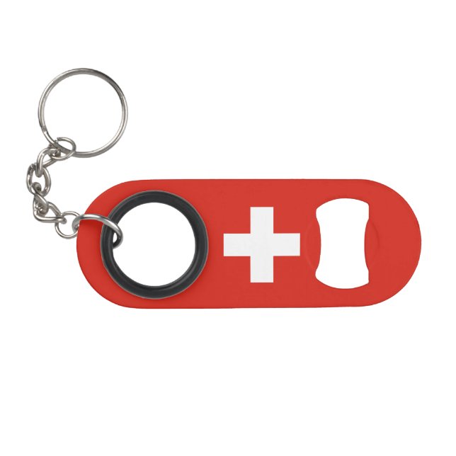 Switzerland Flag Keychain Bottle Opener (Front (Horizontal))