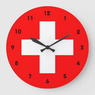 switzerland flag large clock