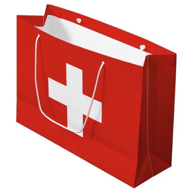 Switzerland Flag Large Gift Bag (Front Angled)