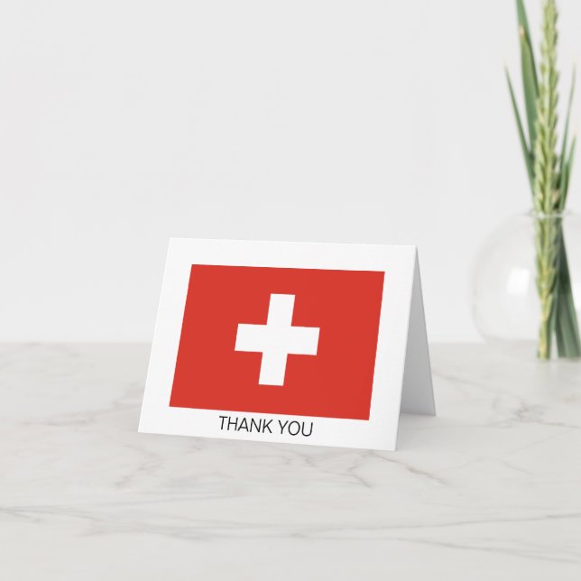 Switzerland Flag Letterpress Thank You Card (Front)