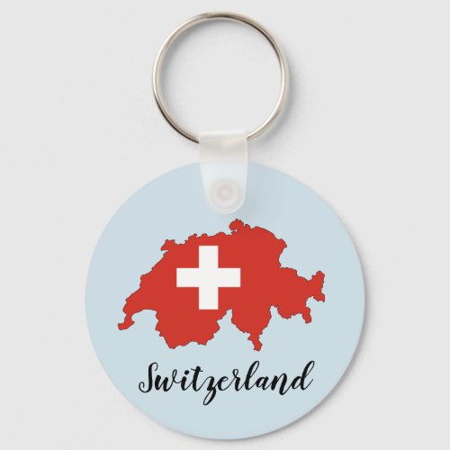 Switzerland Flag Map Keychain