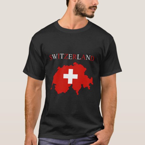 Switzerland Flag Map T_Shirt
