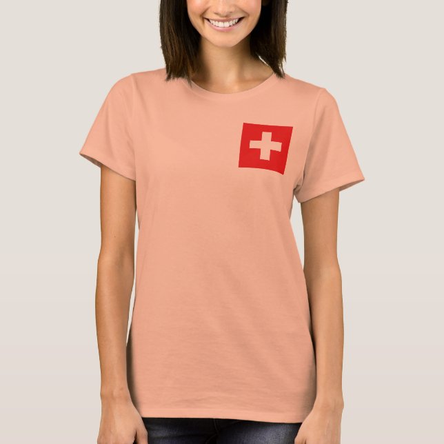 Switzerland Flag + Map T-Shirt (Front)