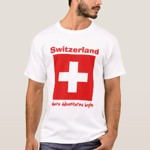 Switzerland Flag + Map + Text T-Shirt