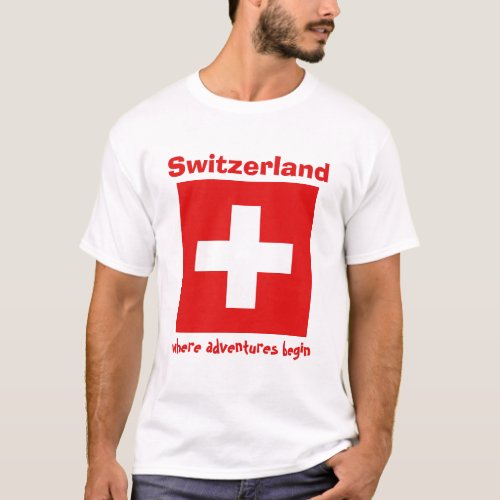 Switzerland Flag  Map  Text T_Shirt