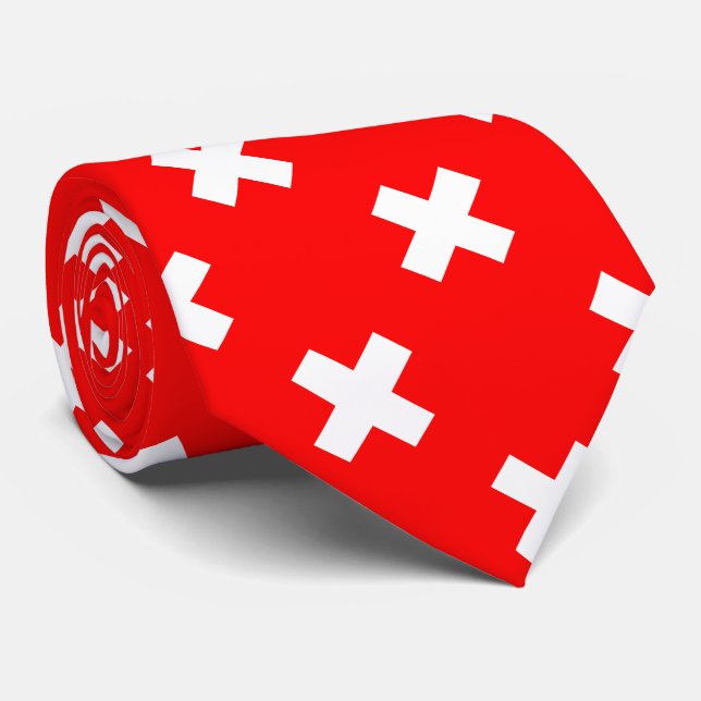 Switzerland Flag Neck Tie (Rolled)
