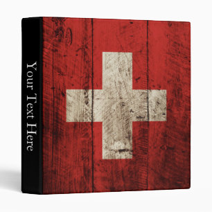Switzerland Flag on Old Wood Grain Binder