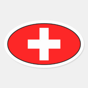 Switzerland Flag Oval Sticker