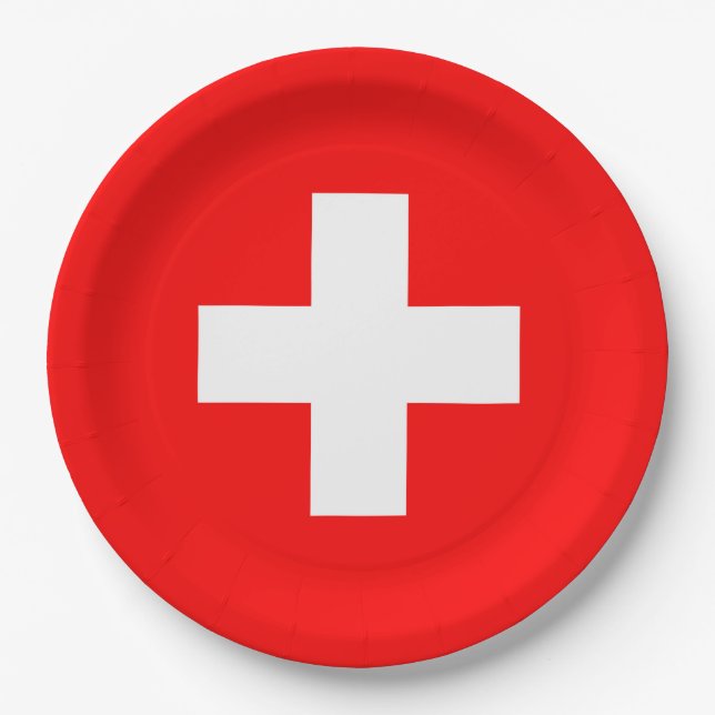 Switzerland Flag Paper Plates (Front)