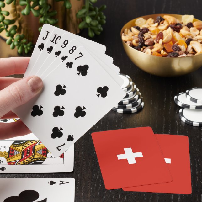 Switzerland flag poker cards (In Situ)