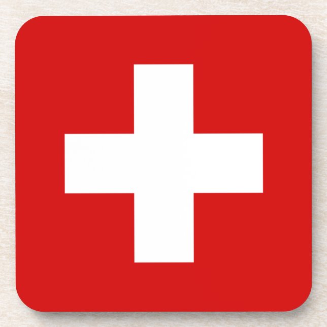 Switzerland flag quality drink coaster (Front)