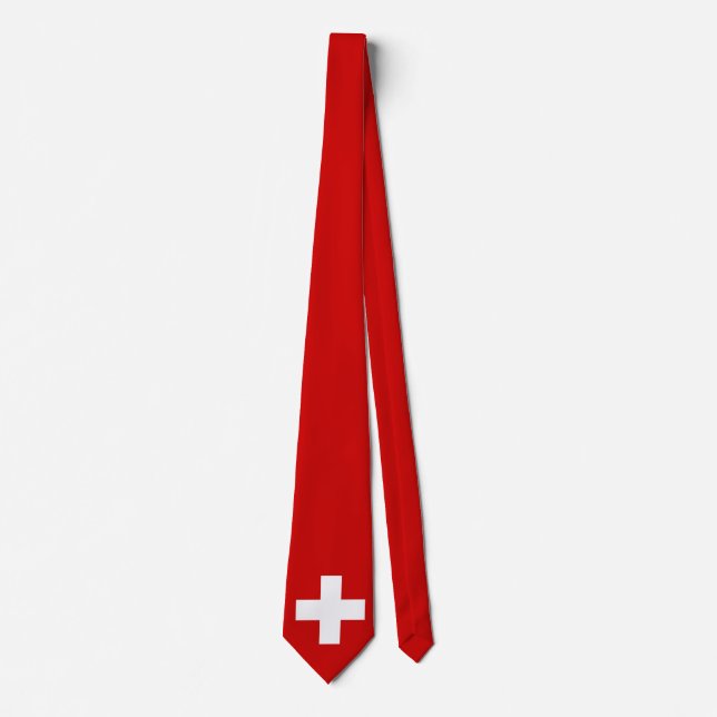 Switzerland flag quality neck tie (Front)
