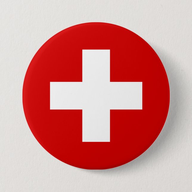 Switzerland flag quality pinback button (Front)