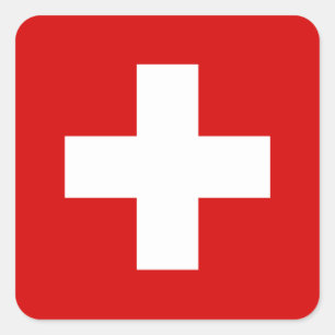 Switzerland flag quality square sticker