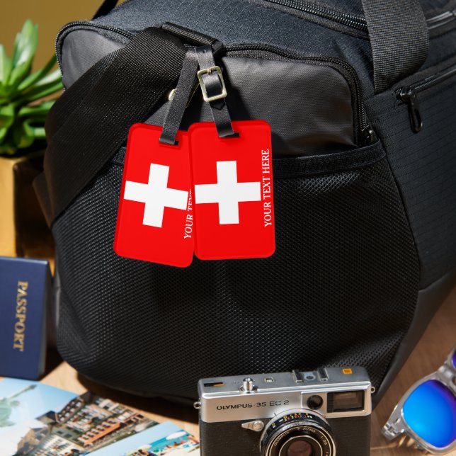 Switzerland Flag Schweiz Swiss Luggage Tag (Front & Back)