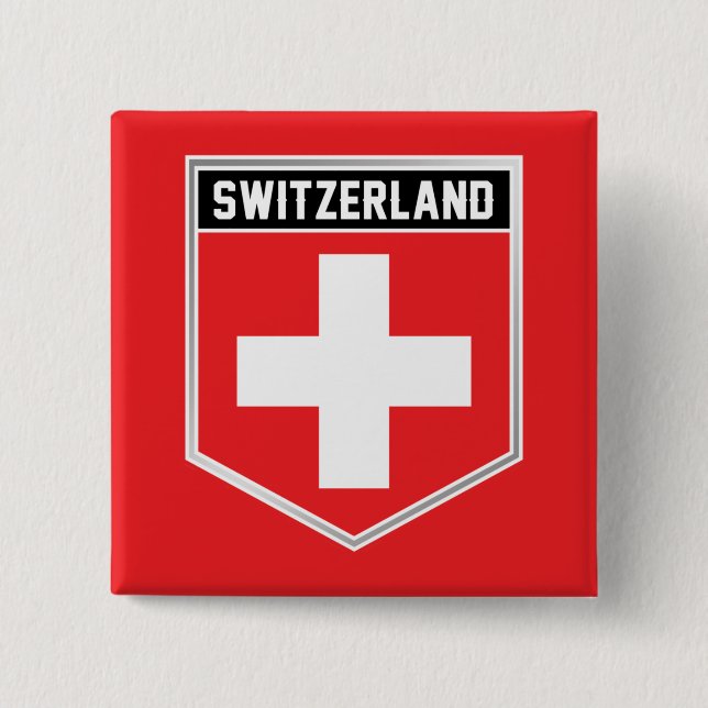 Switzerland Flag Shield Button (Front)