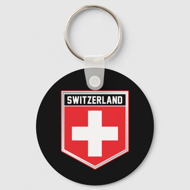 Switzerland Flag Shield Keychain (Front)