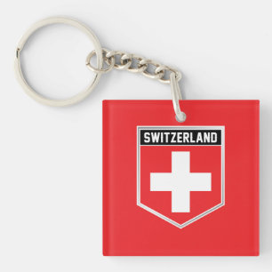 Switzerland Flag Shield Keychain